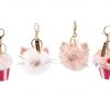 4 portachiavi Pompon Colourbook in fantasia gatto e pop corn
