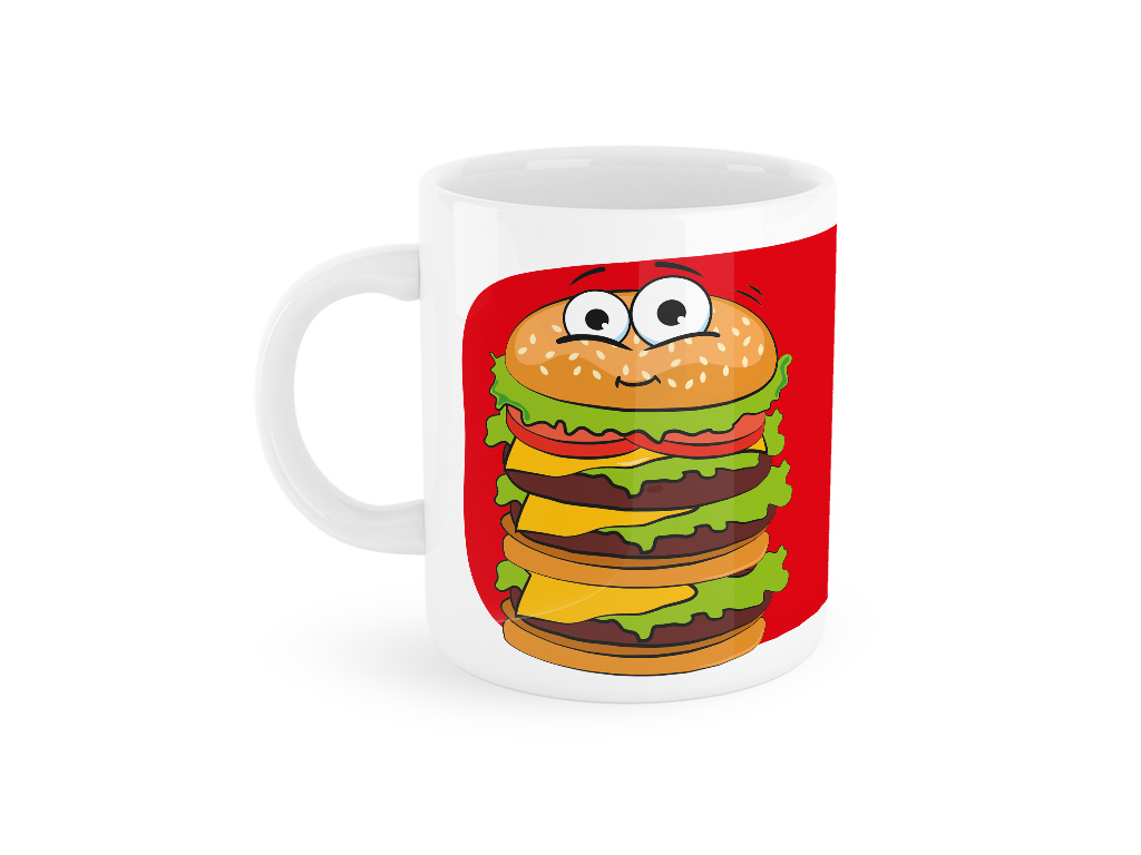 Tazza My Mug Burger con fantasia panino da fast-food su sfondo rosso