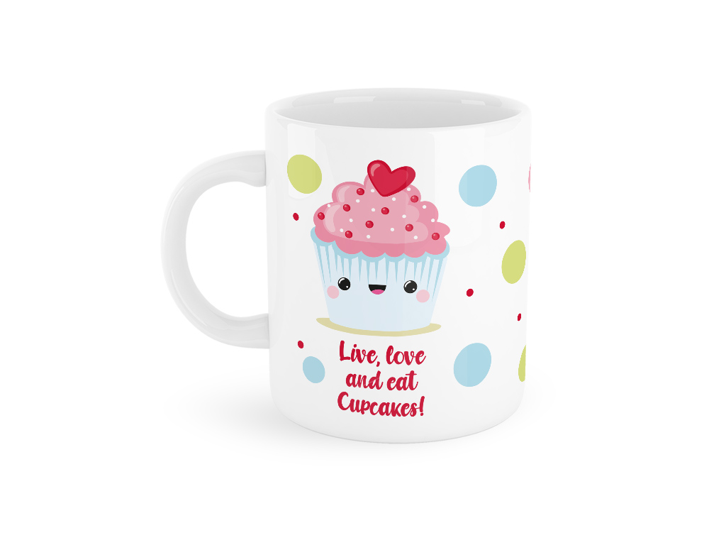 Tazza My Mug Cupcake per veri amanti dei dolci, con fantasia rosa e sfondo bianco