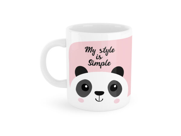 Tazza My Mug con Panda Kawaii su sfondo rosa e frase "My style is Simple"
