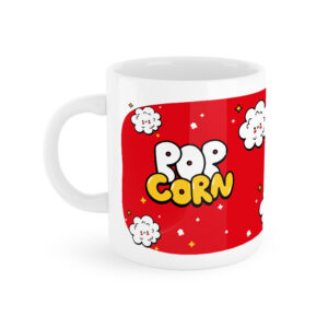 Tazza My Mug PopCorn con fantasia a tema su sfondo rosso