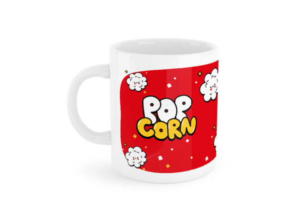 Tazza My Mug PopCorn con fantasia a tema su sfondo rosso