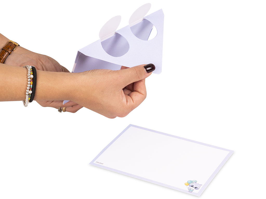 Biglietto con orecchie e faccine - Orsetto lavatore