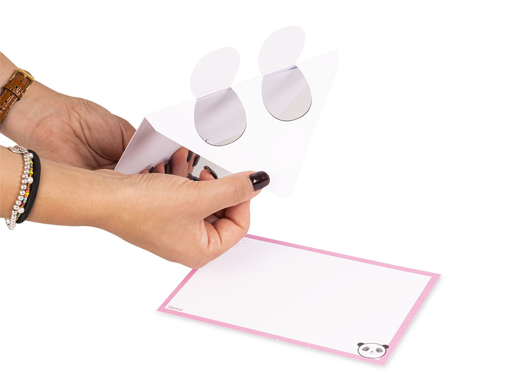 Biglietto con orecchie e faccine - Panda