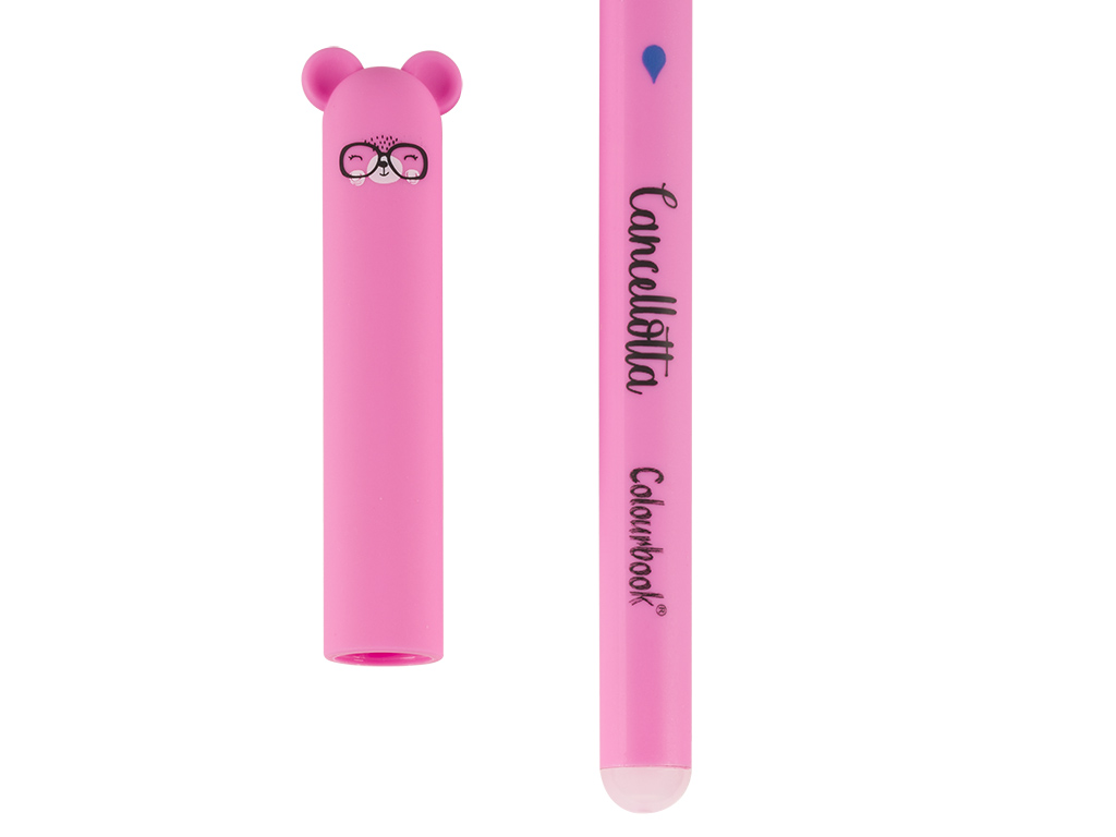 dettaglio cancellotta inchiostro blu rosa fluo