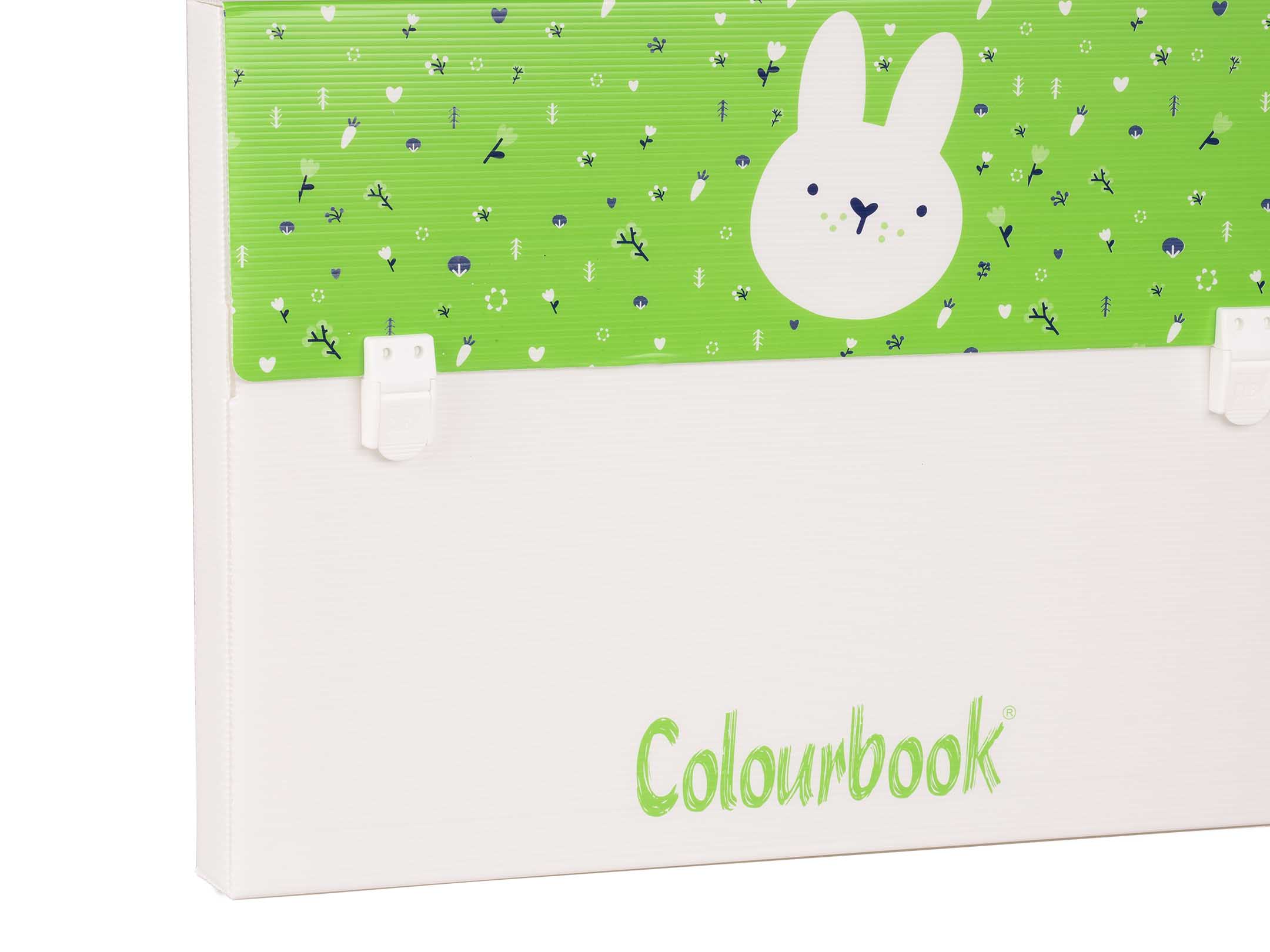 Dettaglio valigetta portadisegni bunny verde 35x50cm