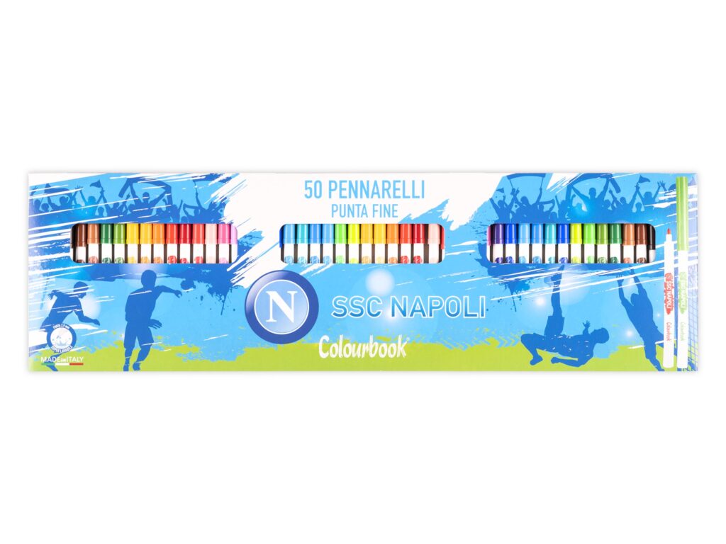 Pennarelli per bambini. Confezione 50 colori. SSC Napoli by Colourbook