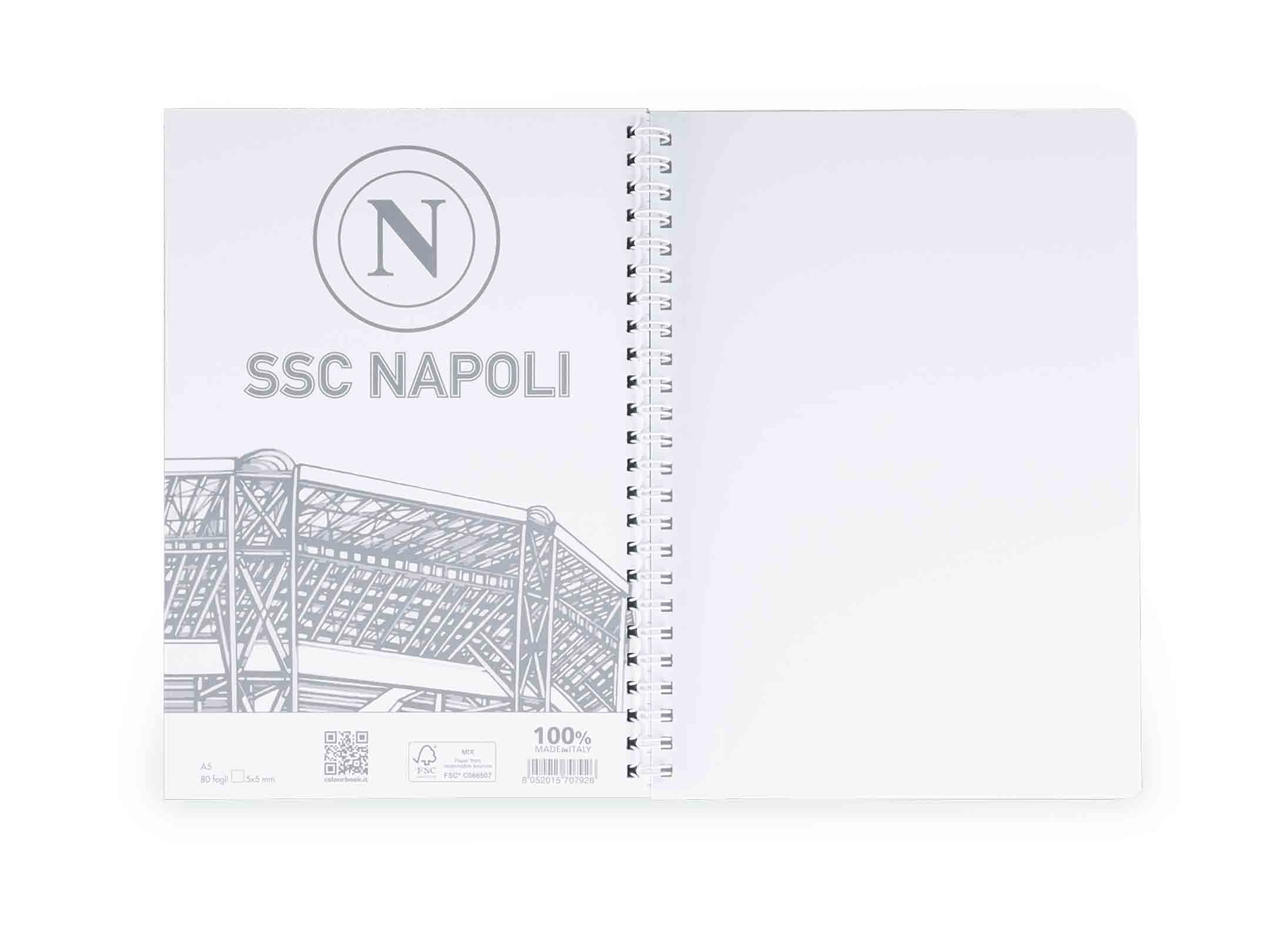 Risguardia quaderno a spirale A5 a quadretti SSC Napoli