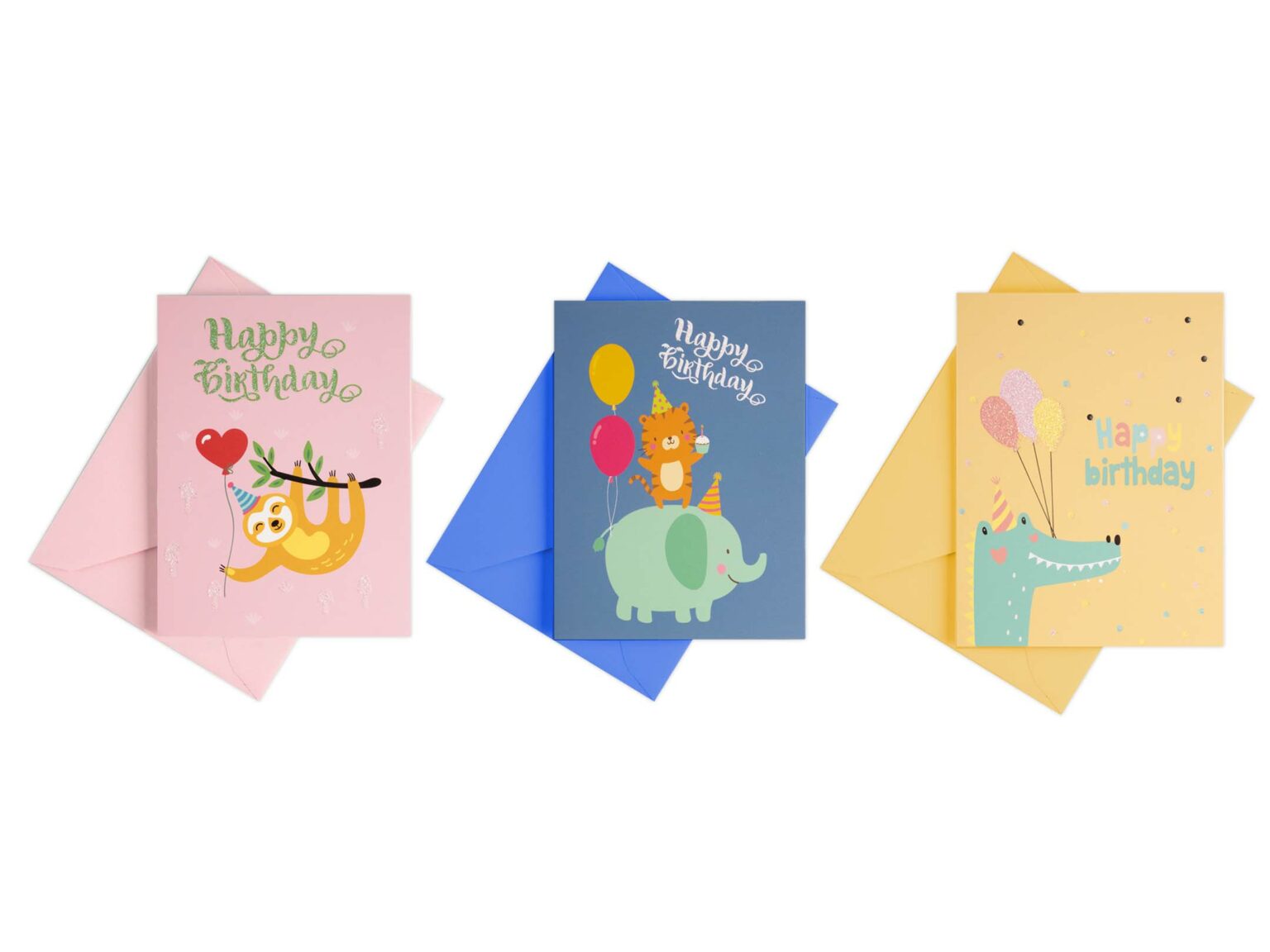 12 Biglietti Di Auguri Di Compleanno Per Bambini Con Buste - Fatti A Mano, Ecologici - 3