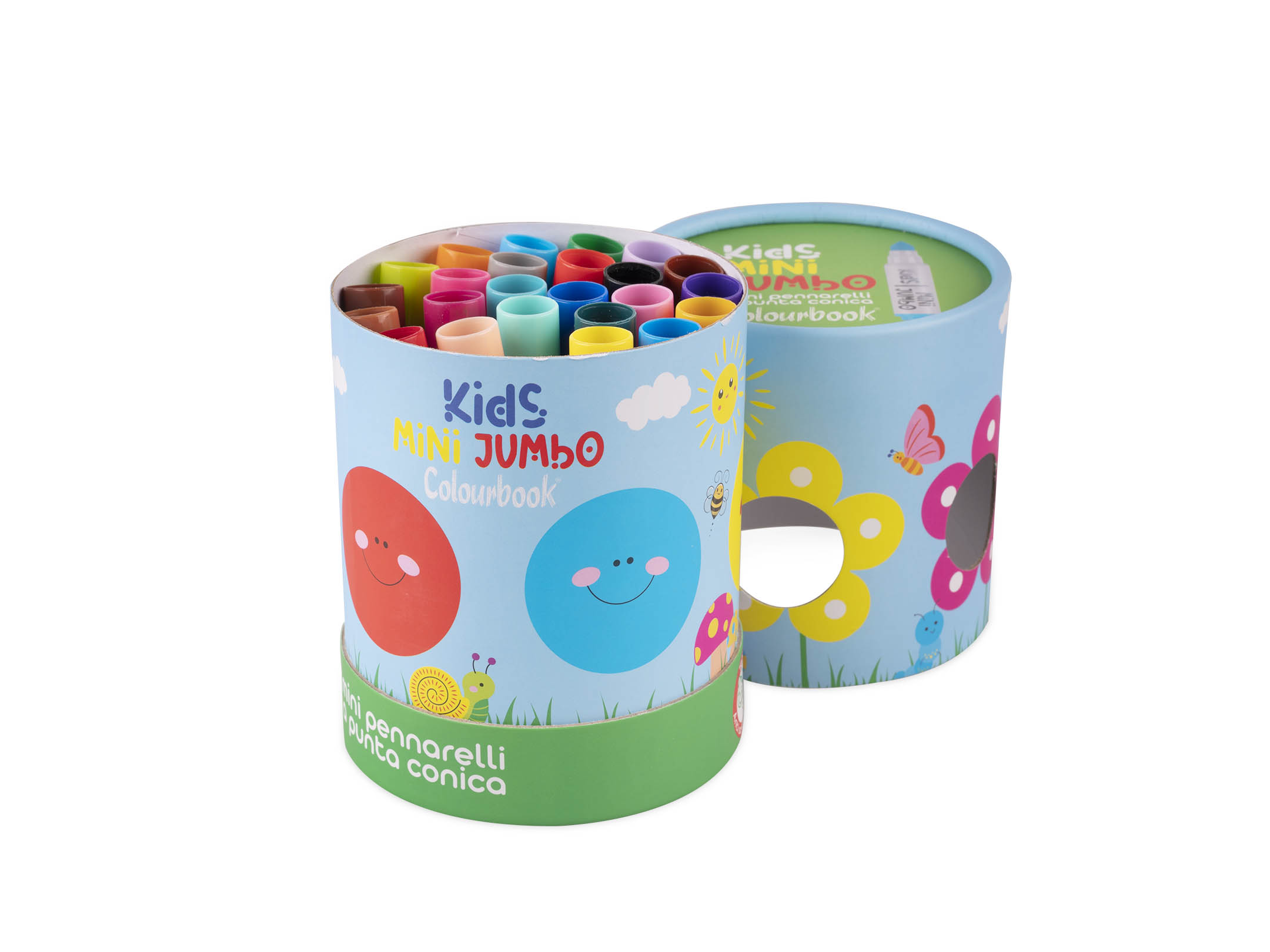 Scatola 24 mini pennarelli punta conica kids jumbo scatola aperta