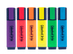6 evidenziatori Iris fluo a marchio Colourbook