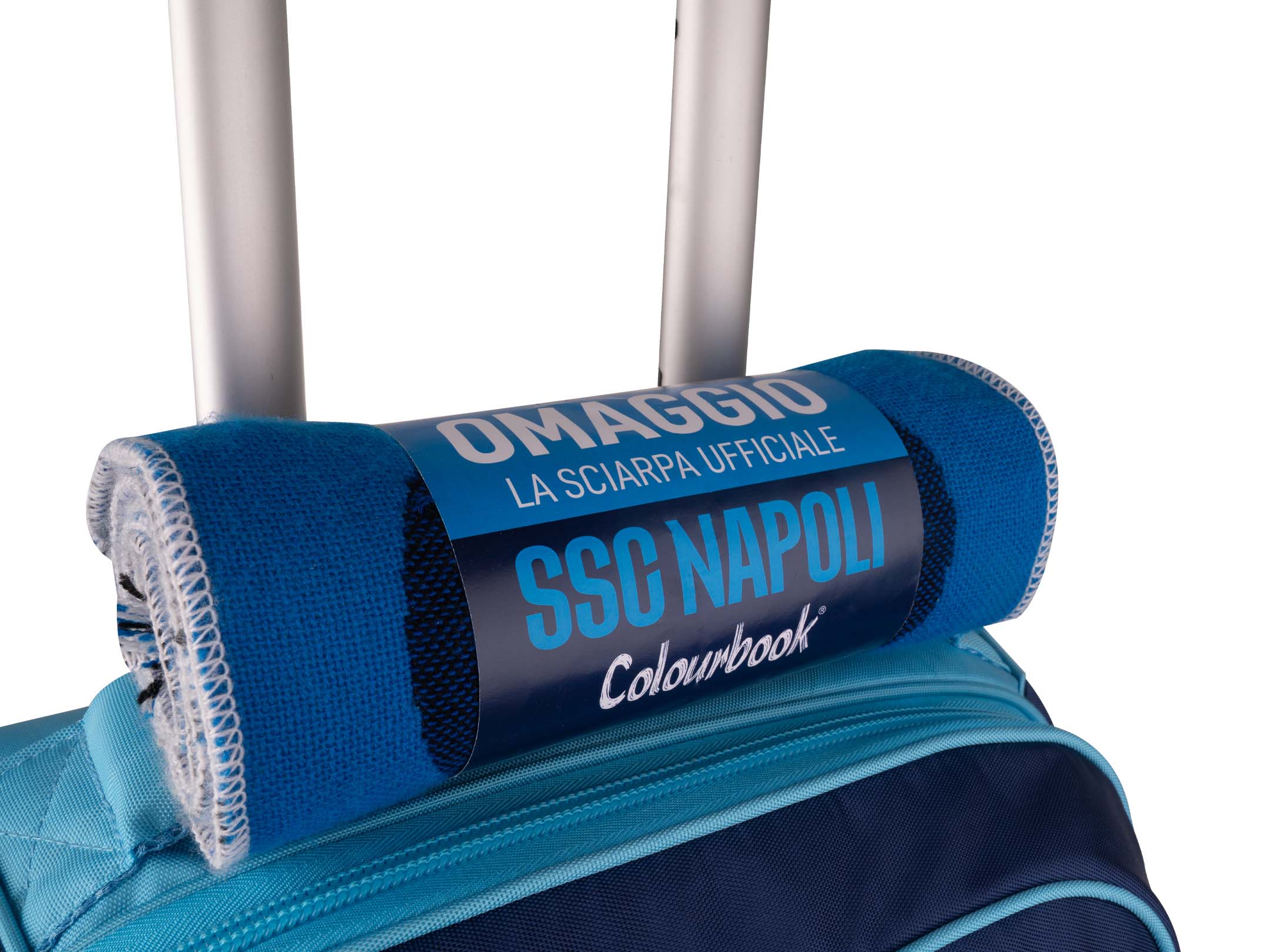 Dettaglio sciarpa zaino trolley SSC Napoli