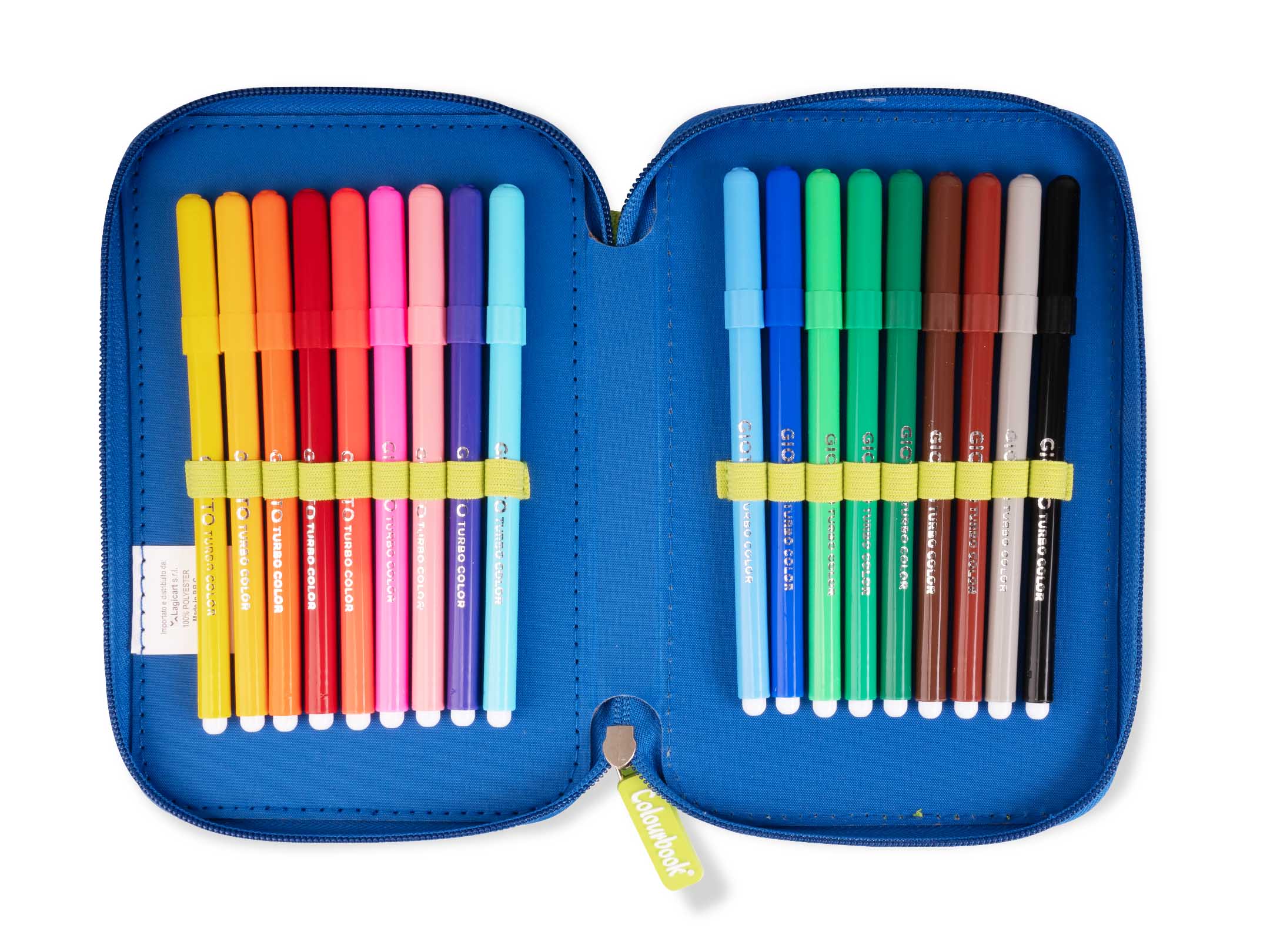 Astuccio 3 Zip Bicolor blu scomparto 2