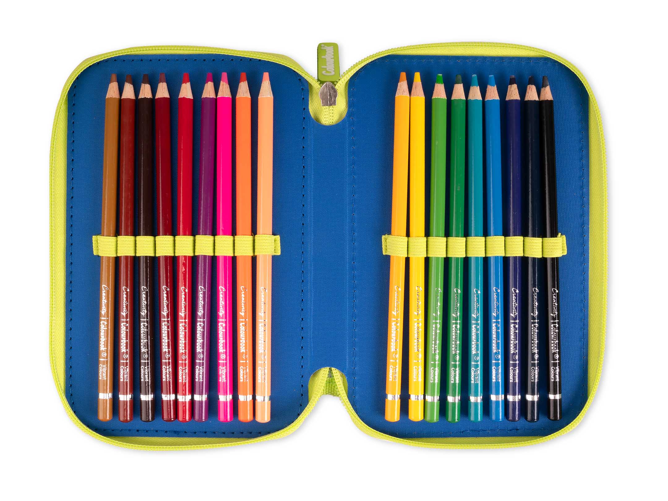 Astuccio 3 Zip Bicolor blu scomparto 3