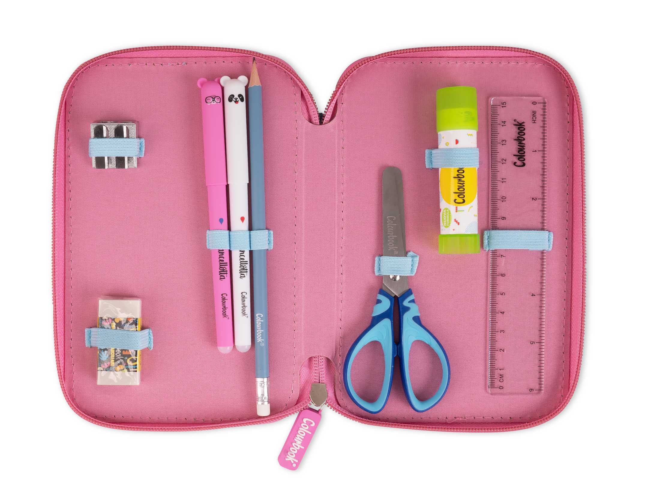 Astuccio 3 Zip Bicolor rosa scomparto 1