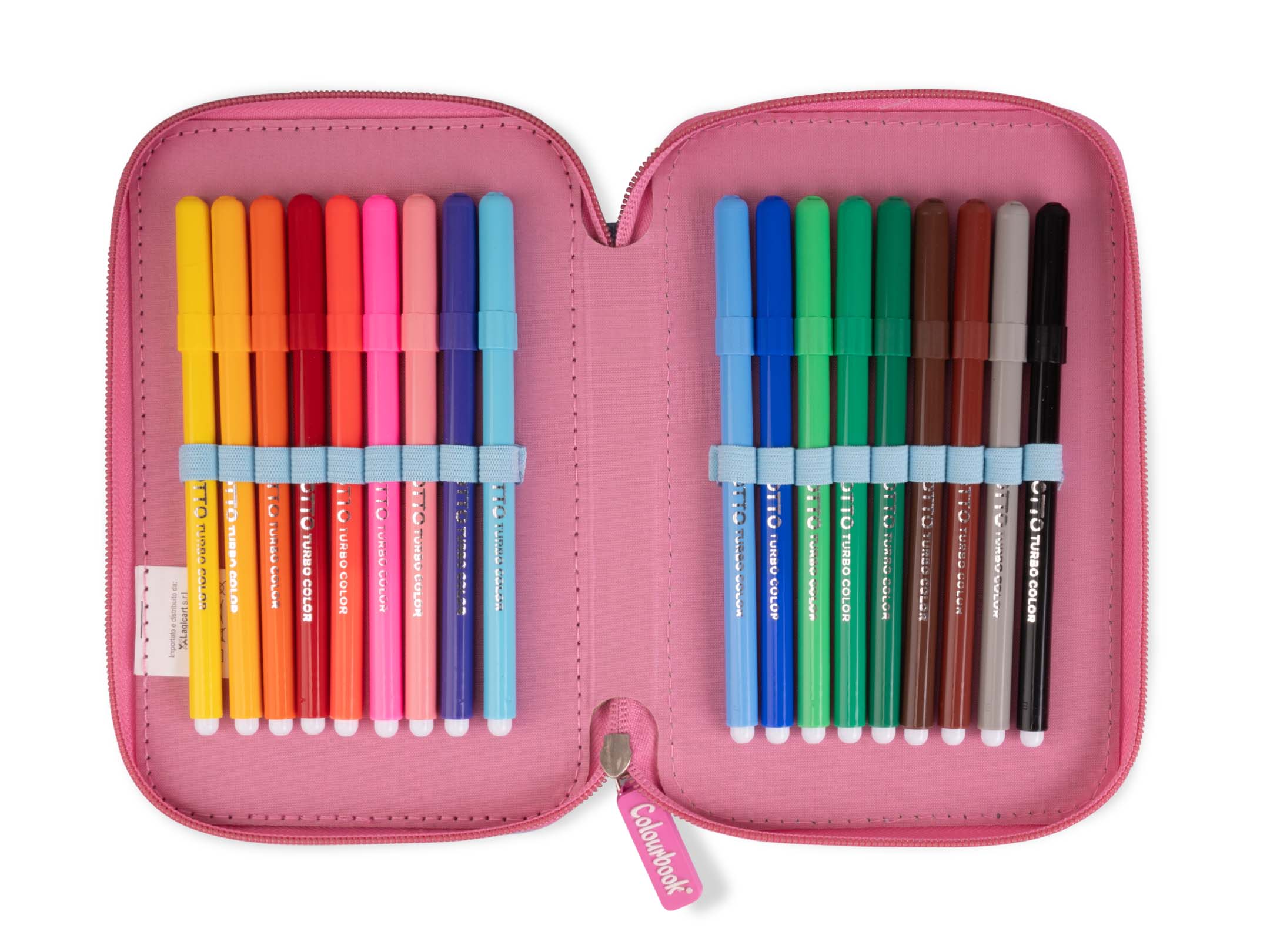 Astuccio 3 Zip Bicolor rosa scomparto 3