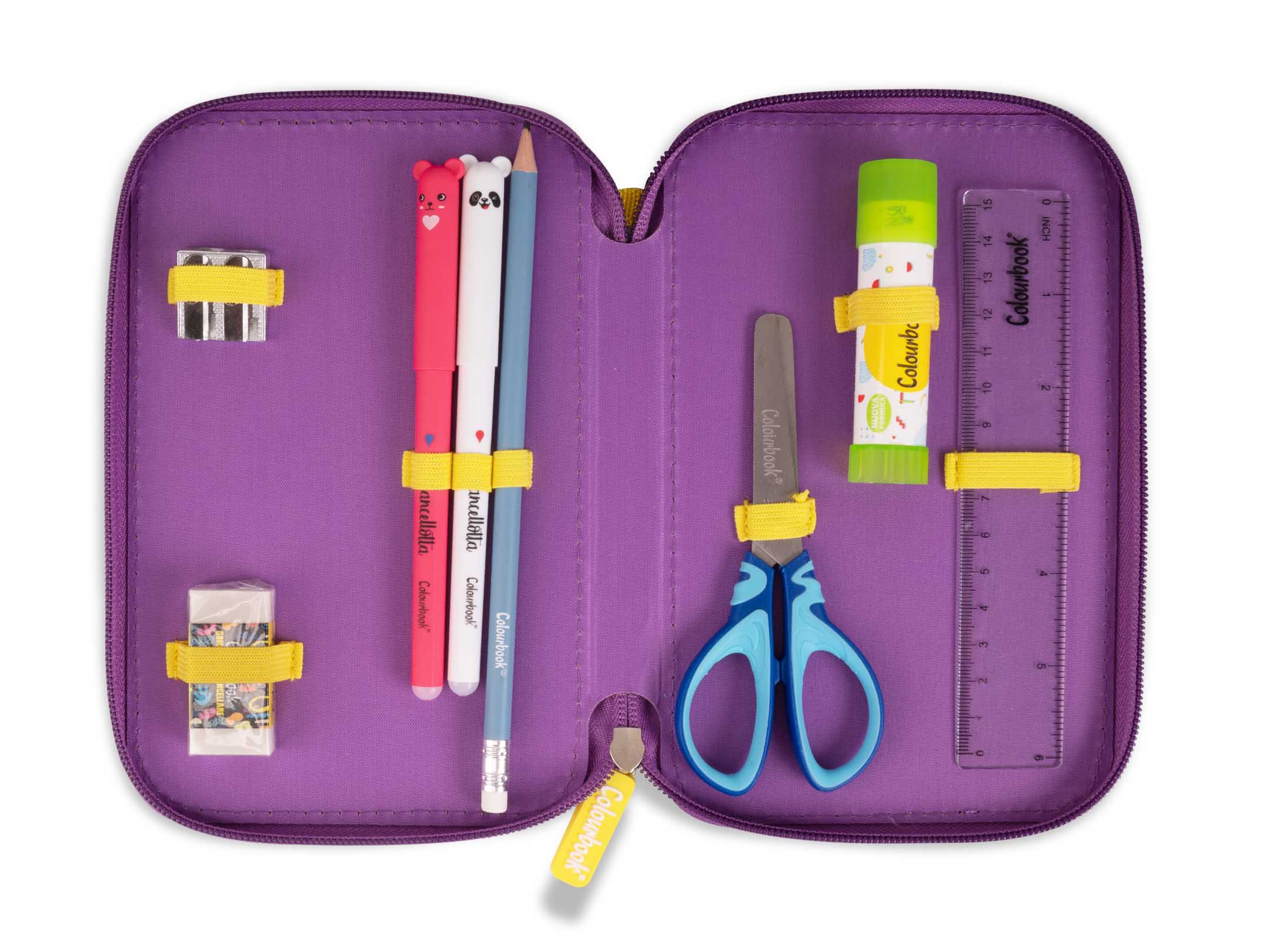 Astuccio 3 Zip Bicolor viola scomparto 1