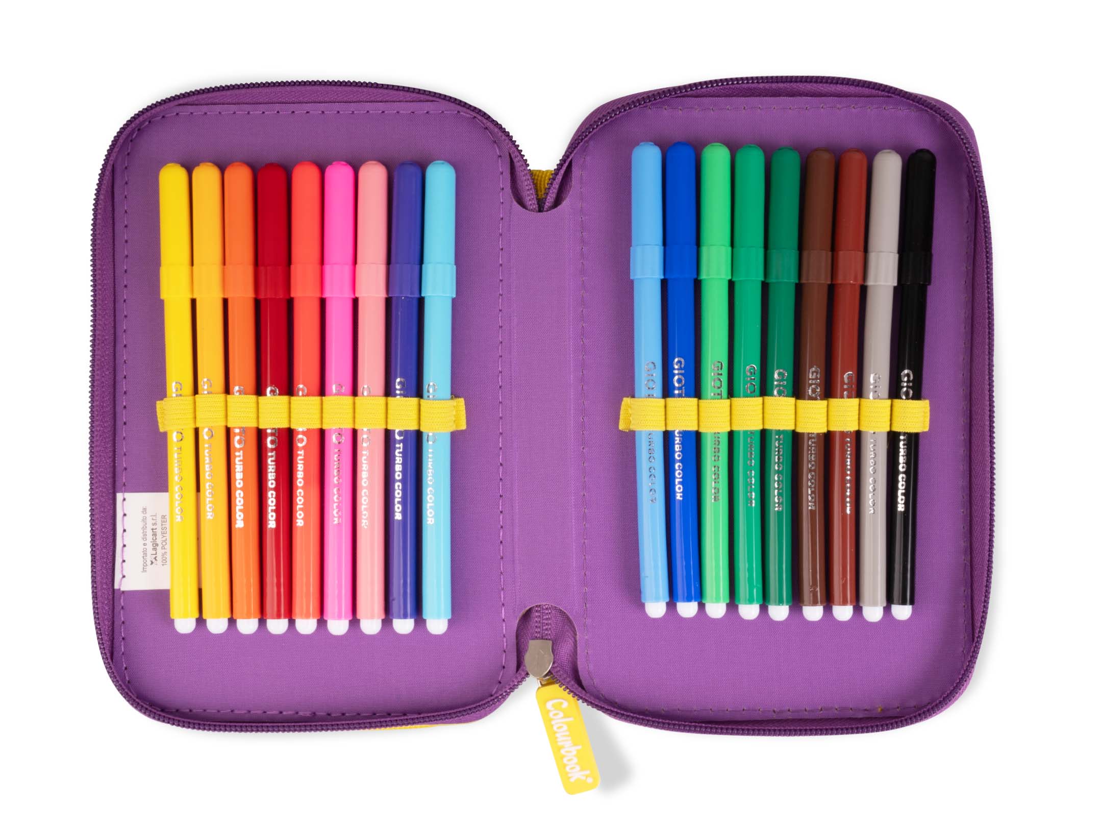 Astuccio 3 Zip Bicolor viola scomparto 3