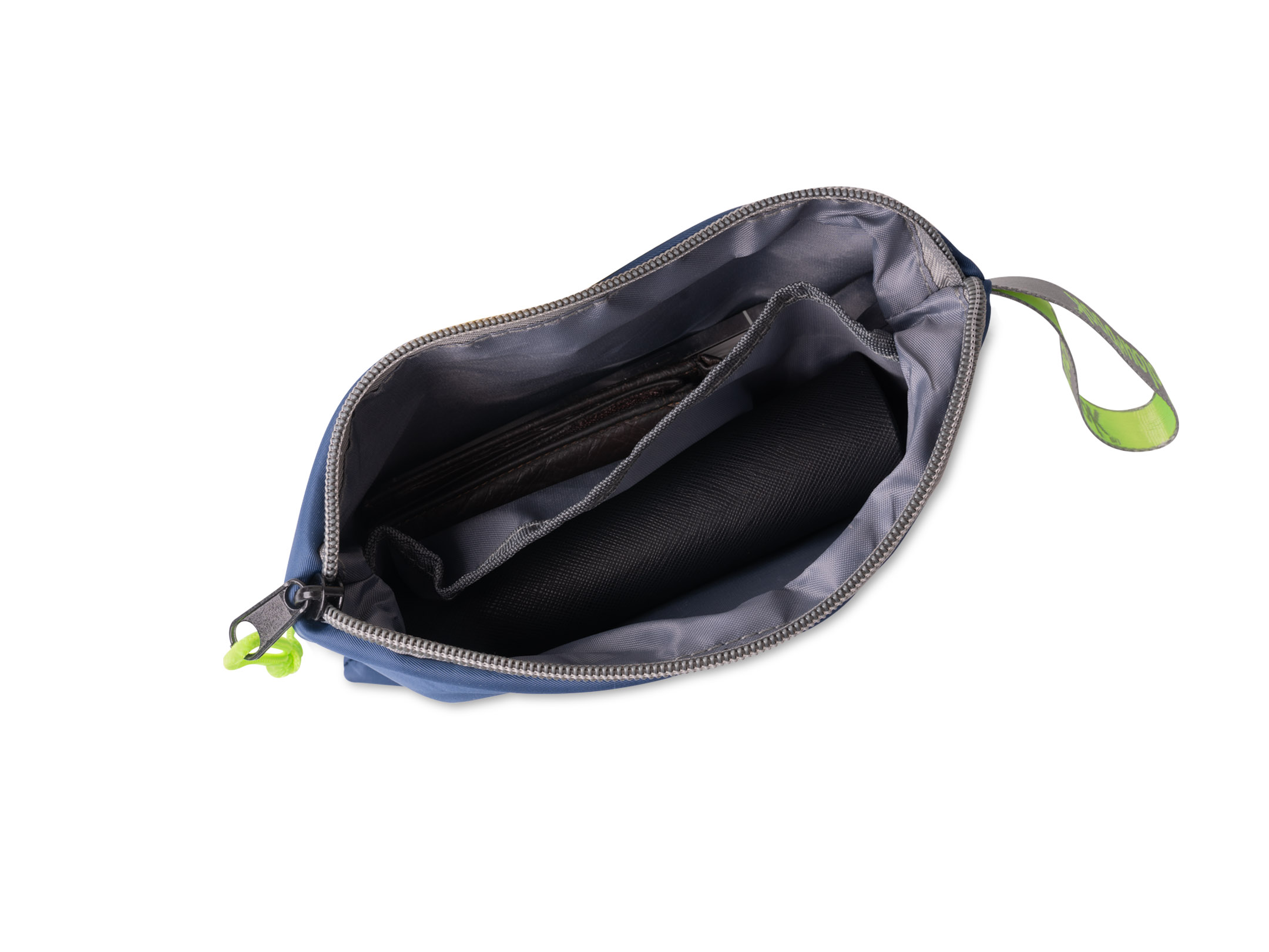 Pochette satin blue aperta