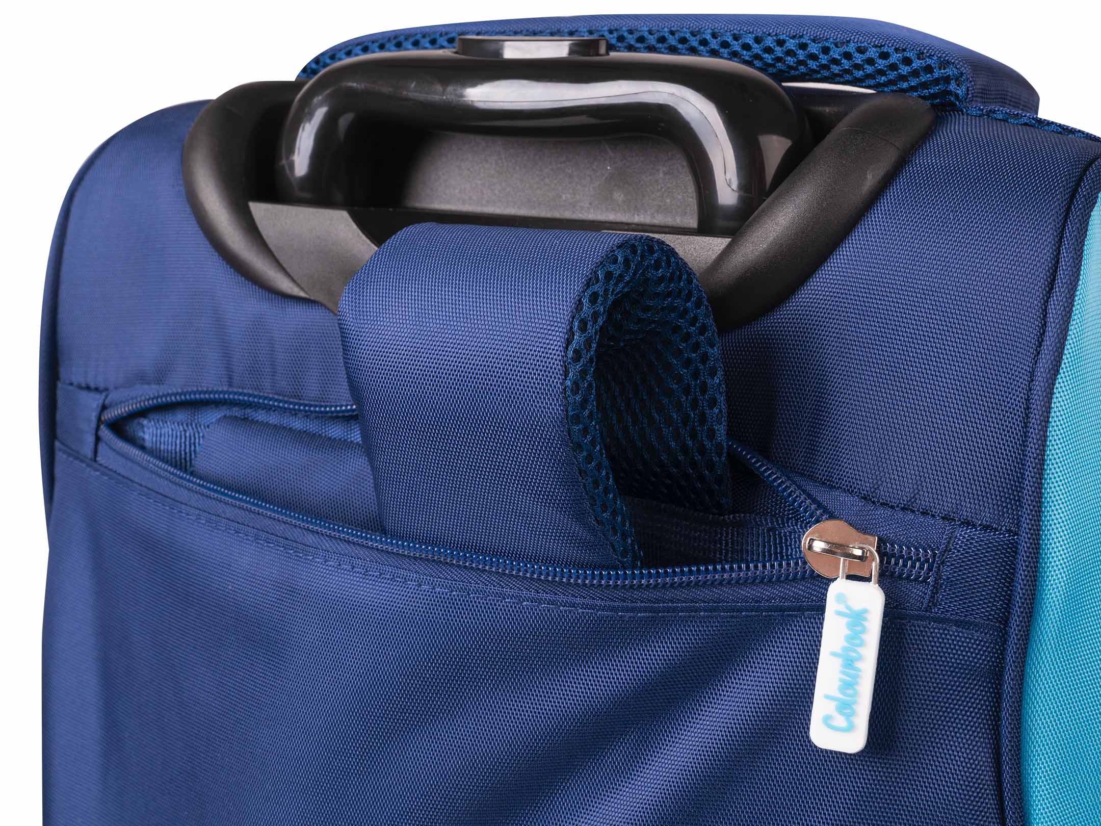 dettaglio tasca a scomparsa zaino trolley napoli blu